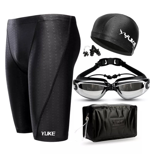 Men Swimming Shorts  Swim Equipment Goggles Cap Case Swim Trunks