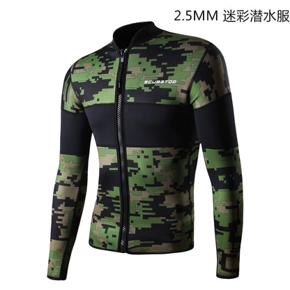 2mm Men's Two-piece Dive Clothes Camouflage Neoprene Jacket Surfing Snorkeling Wetsuit