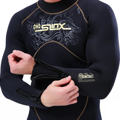 Men's 5mm Thermal Diving Suit Wetsuit Snorkeling Surf Swimming One-Piece Neoprene Swimwear