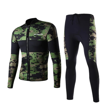 2mm Men's Two-piece Dive Clothes Camouflage Neoprene Jacket Surfing Snorkeling Wetsuit